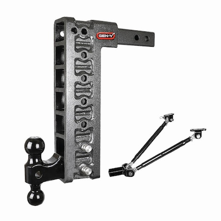 Gen-Y Hitch MEGA-DUTY 2 Shank 15 Drop 2K TW 16K Hitch & GH-051 Dual-Ball & GH-0100 Stabilizer Kit GH-517